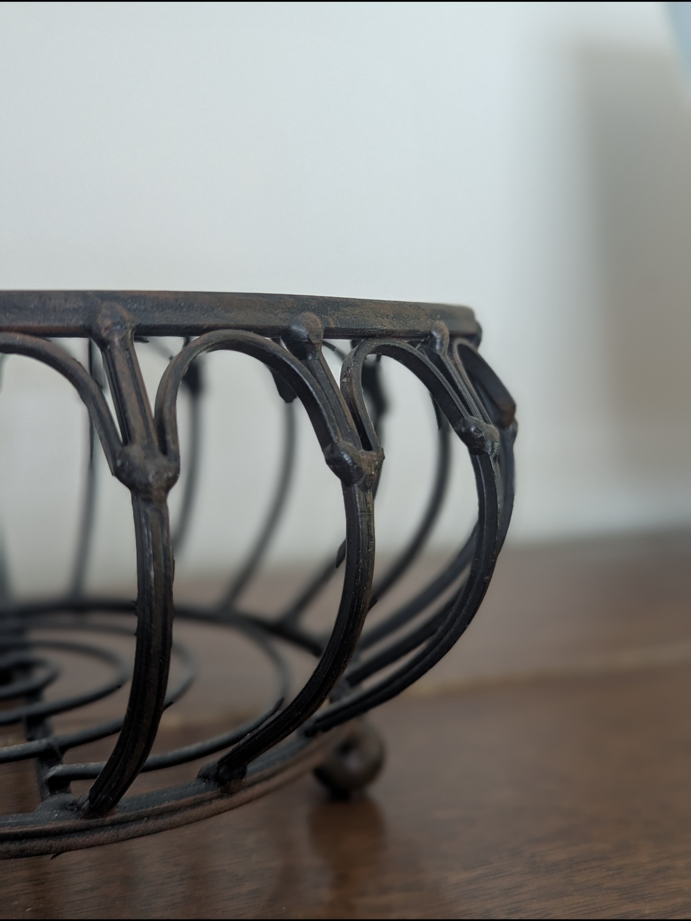 Wrought Iron Footed Basket Scroll Detail 9" - Picture 3 of 7